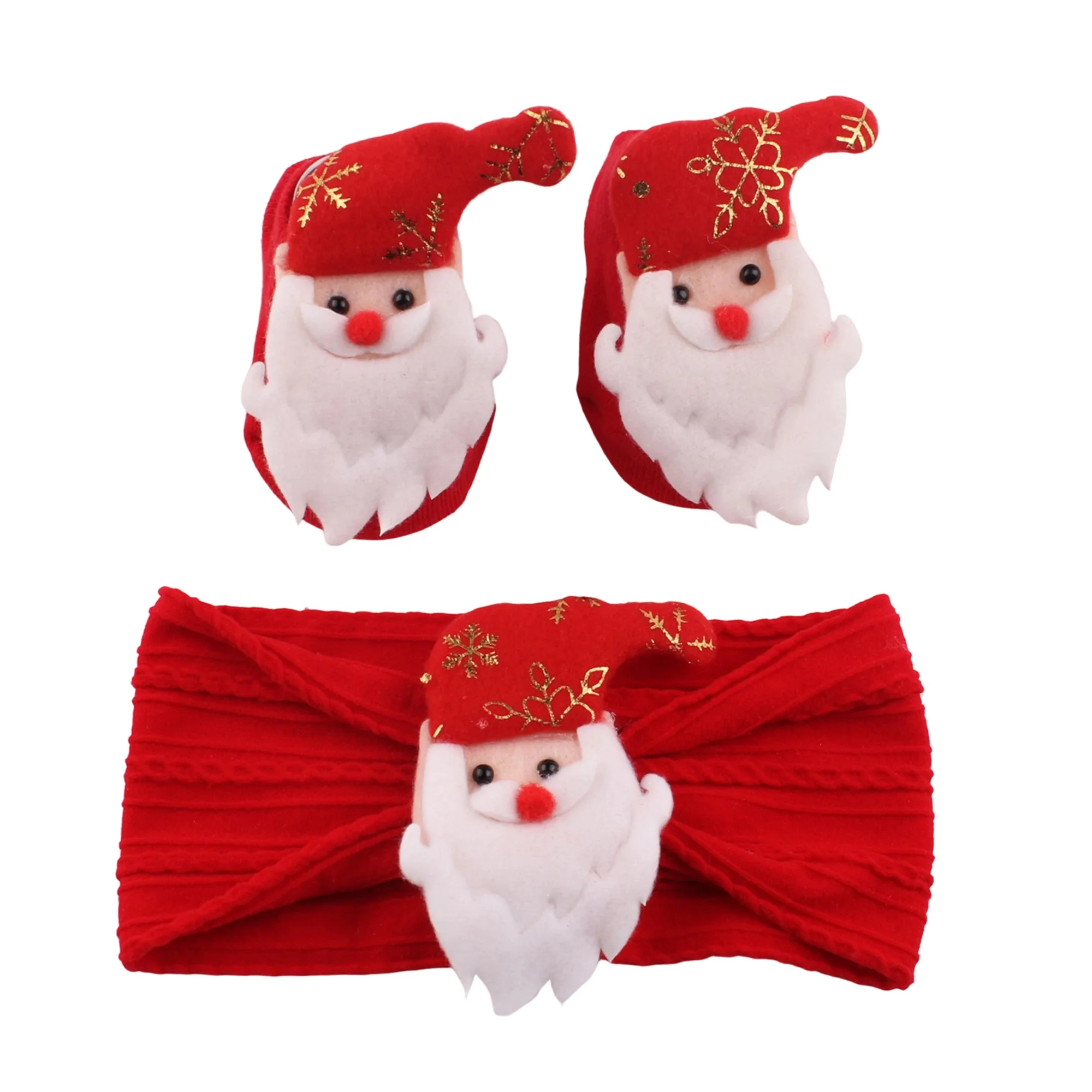 Christmas Baby Present Set Santa Claus Gloves Snowman Soft Warm Newborn Socks and Hairband