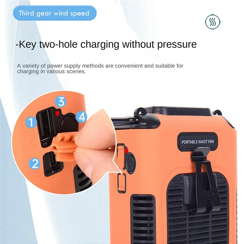 

AB41-Portable Neck Fan With Lanyard Wearable Body Belt Fan 8000Mah Rechargeable Battery Operated Powered Small Mini Fan