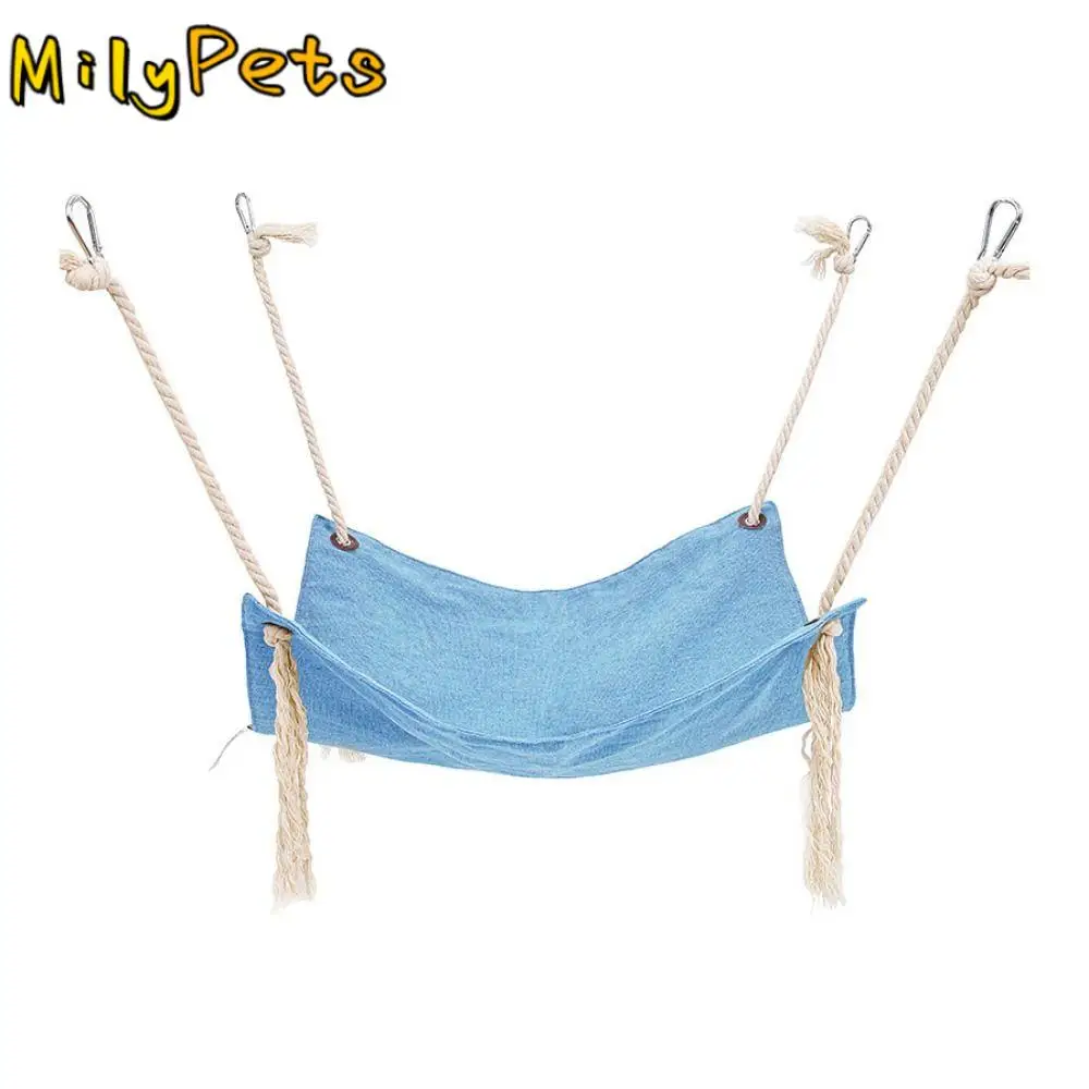 

Breathable Linen Cotton Cat Hammock Solid Color Wear Resistant Cat Swinging Nest with Tassel Soft Cat Hanging Mat Summer