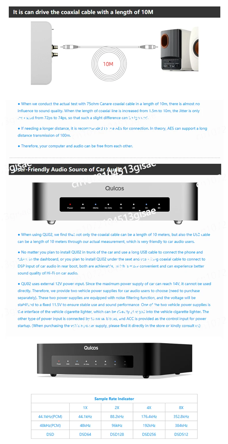 Quloos QU02 USB Bridge USB Цифровой аудиоинтерфейс для SPDIF AES/EBU I2S Поддержка DSD512 Quloos QU02 USB Bridge USB Цифровой аудиоинтерфейс для SPDIF AES/EBU I2S Поддержка DSD512