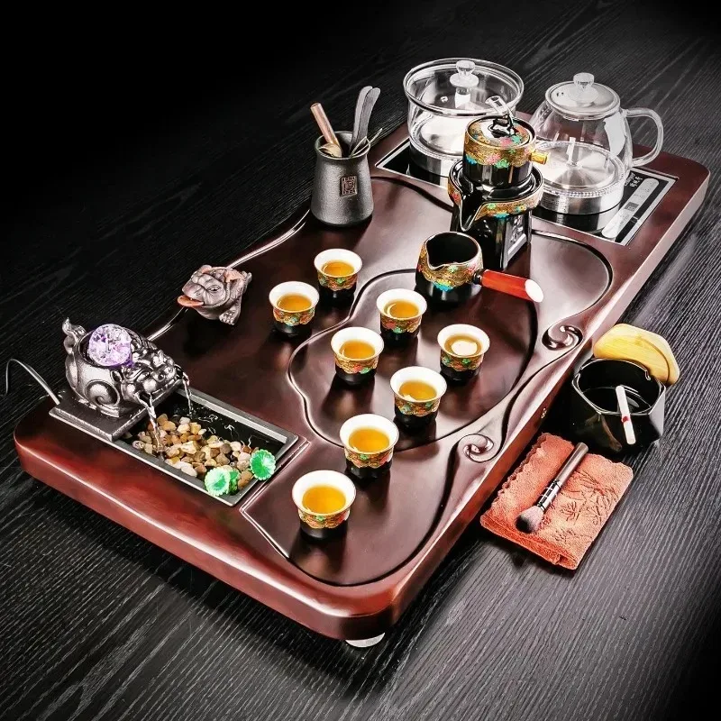 Kettle integrated automatic running water solid wood tea tray tea table office home a complete set