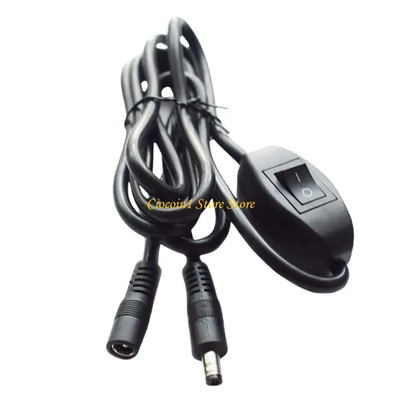 A3PC DC12V 15A Power Extension Cable With Switching Button 5.5x2.1mm 5.5x2.5mm Male To Female Connector For LED Fan Blower
