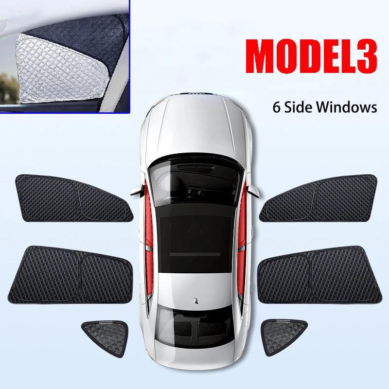 Voor Tesla Model 3 Y Juniper Highland 2025-2020 Verbeterde Zonnescherm Zijruit Schaduw Cover Voorruit Zonneklep Privacy camping
