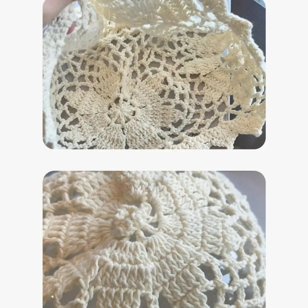 الرجعية اليدوية زهرة كروشيه قبعة البوهيمي نمط الكورية قبعة صغيرة رقيقة العرقية نمط نسج قبعة الربيع والصيف