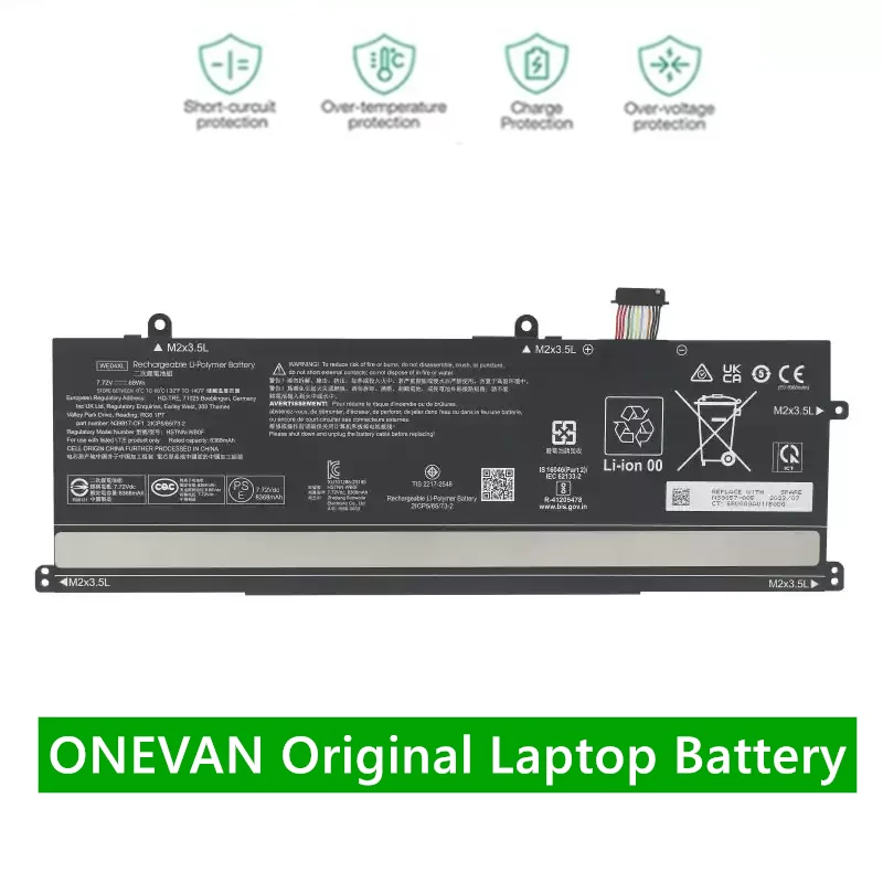ONEVAN WE04XL Laptop battery For HP Pavilion Plus 14-ew 14-ey X360 Spectre 14-eu 2-in-1 14t-eu000 16-ab0000 16-ac0000