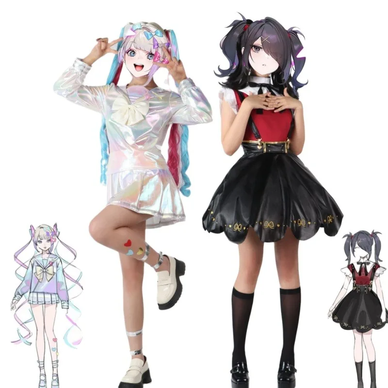 Behoeftig Meisje Overdosis Cosplay Kostuum Pruik Anime Jk Uniform Leren Rok Set Afgrond Kangel Ame Chan Halloween Feestkostuum