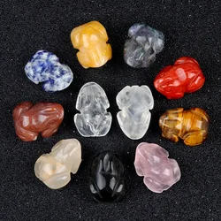 1 Inch Mini Size Natural Chakra Quartz Tiger Eye Stone Carved Crystal Reiki Healing Frog Statue Animal Figurine Home Decoration