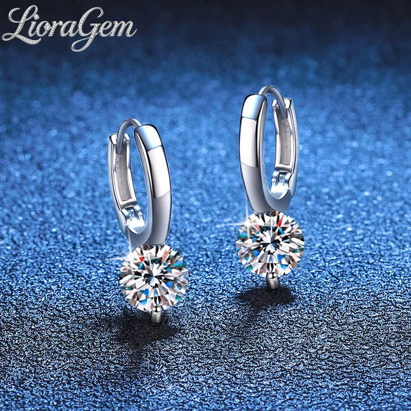 LioraGem Stylish Moissanite Stud Earrings, Simple 1-Carat Moissanite Pendant Stud Earrings for Women Platinum PT950 Stamp