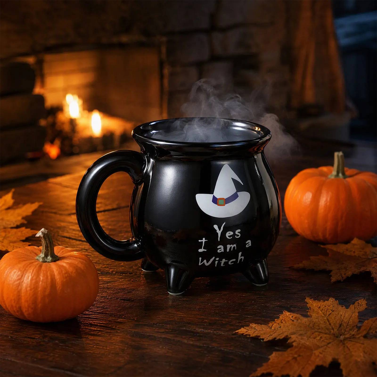 350Ml Halloween Witch Ceramic Coffee Mug Cauldron Shape Black Gothic Halloween Cup Spooky Drinkware Witch Cup Horror Mug