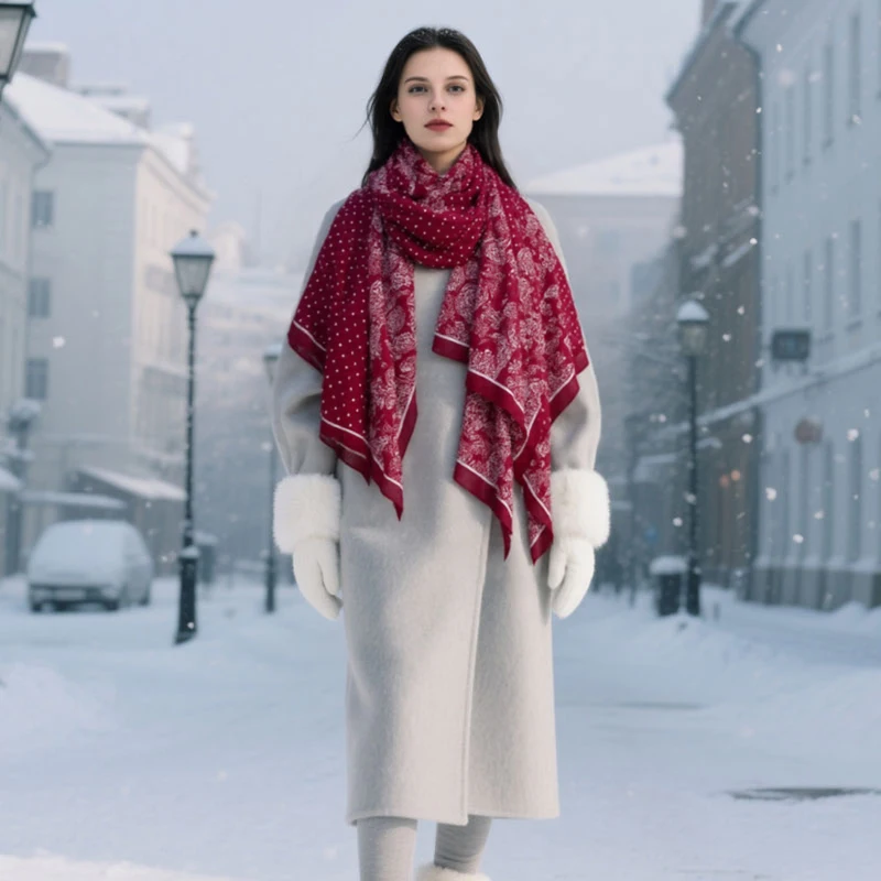 

Red Paisley Cotton Linen Scarf Shawls for Women Print Soft Scarves Student Spring Warm Foulard Warp Female Poncho Echarpe Stole