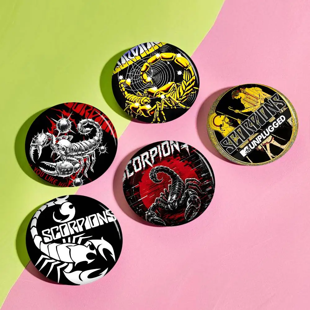 Hard Rock Band S-Scorpions 58mm Cute Anime Figure Icon Badge Handmade Tinplate Brooch For Backpack Clothes Chest Ornament Gifts