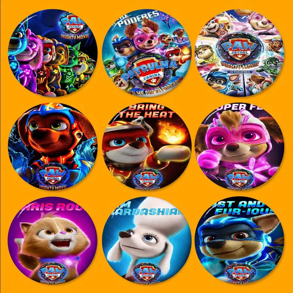 P-patrol The Mighty P-PAWs Photo Brooches Creative Round Badge Gifts Pins 32/44/58mm