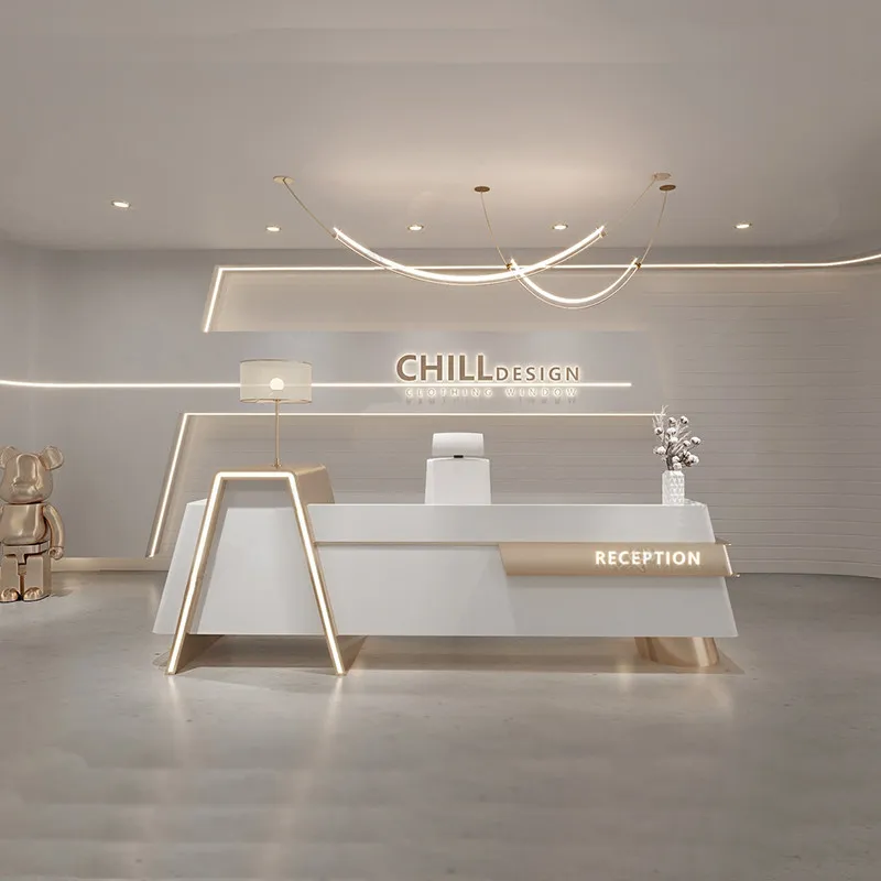 Light Luxury Modern Reception Desks High Quality Commericial Counter Store Reception Desks Design Sales Bureau Office Furniture