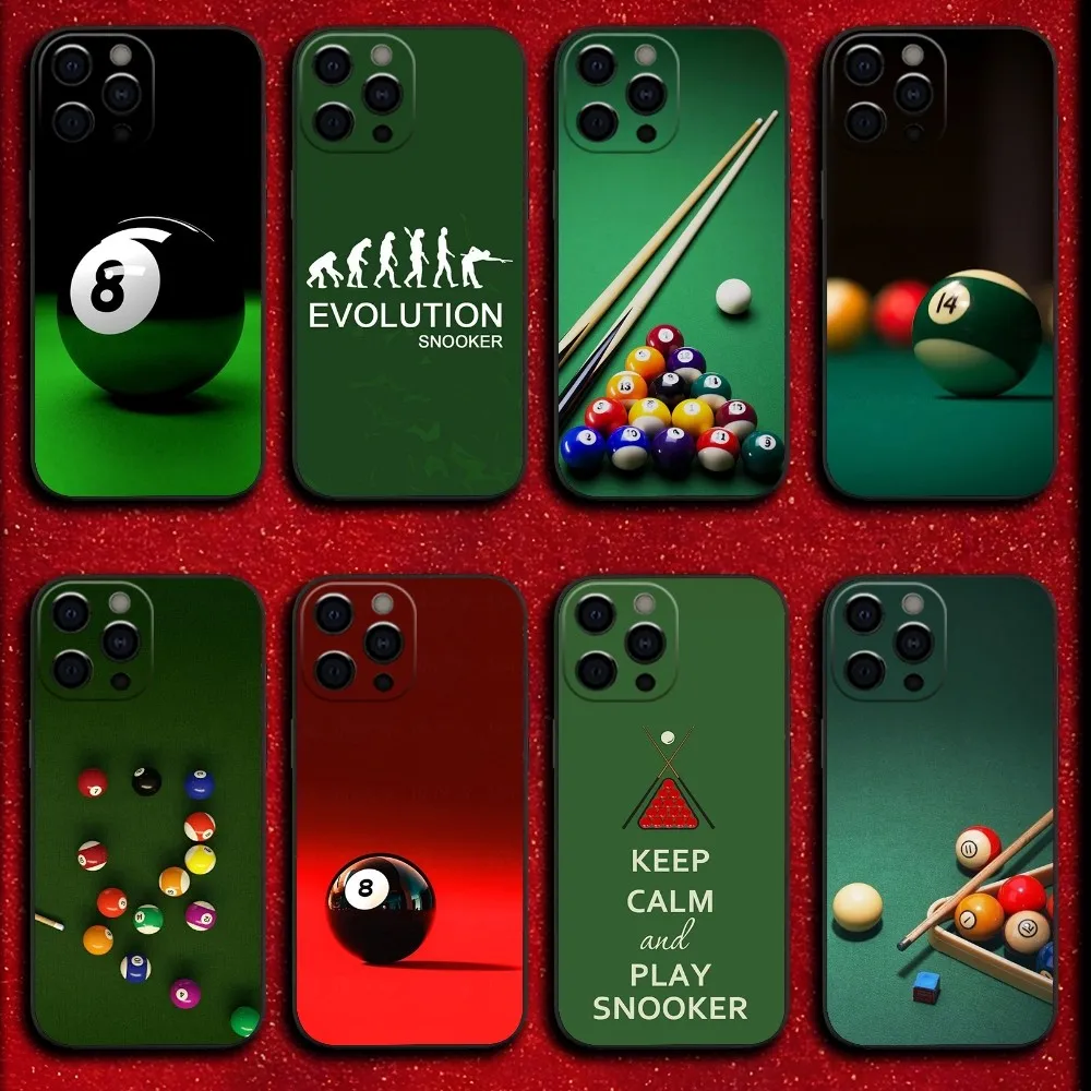 

Billiards Snooker Sport Phone Case For iPhone 16,15,14,13,12,11,Pro,X,XS,Max,XR,Plus,Mini Soft Black Cover