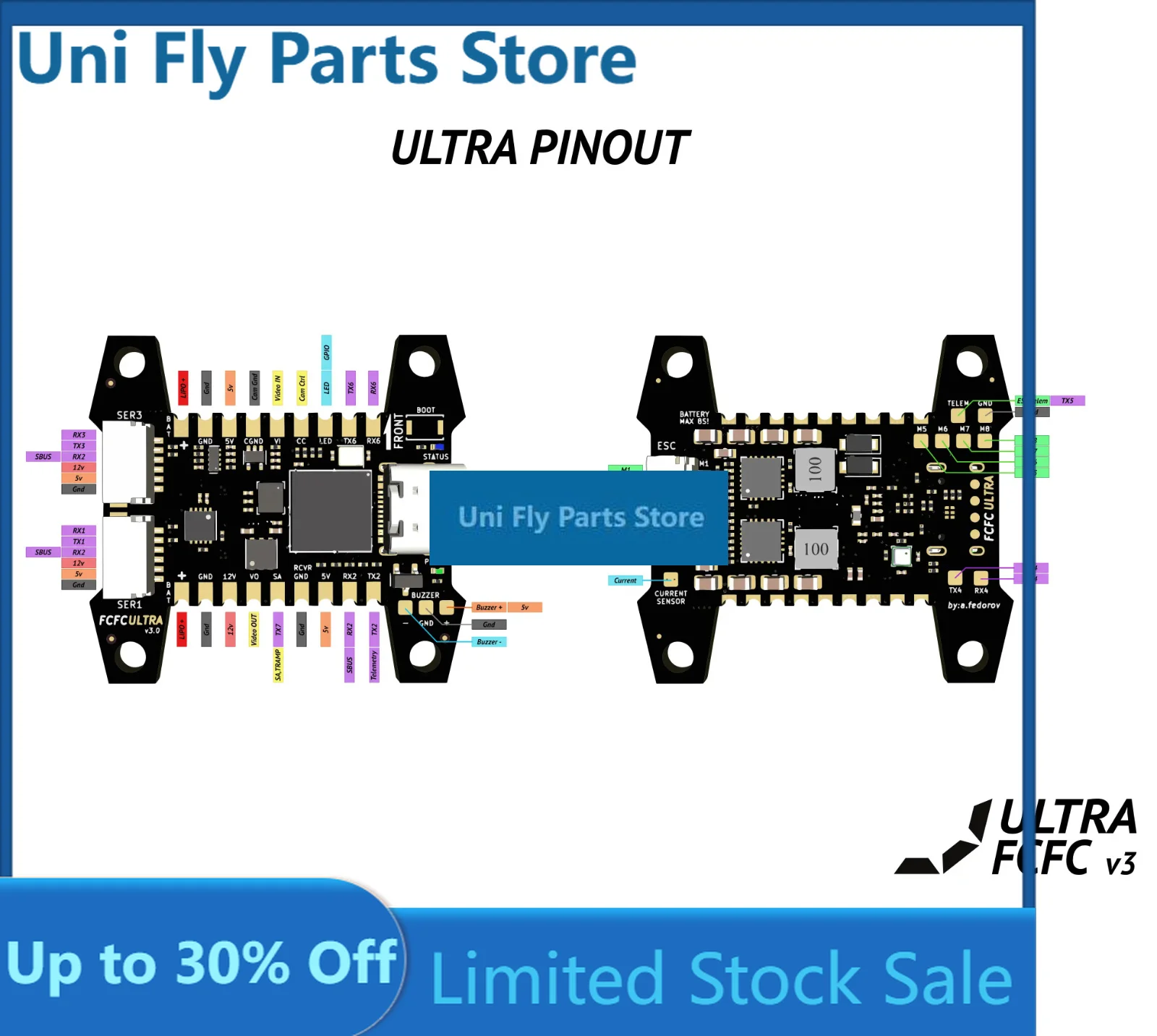 UniFlyKISS ULTRA V3 Flight Controller For FPV Racing Drone Size:30.5x30.5mm