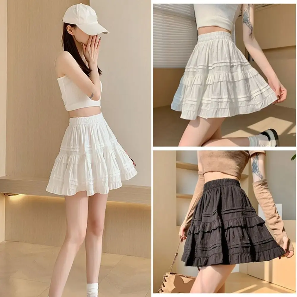 شورت بنقاط حلوة تنورة قصيرة قصيرة على شكل حرف a مطوي تنانير صغيرة متدرجة هاراجوكو مطوي تنورة كعكة المدرسة