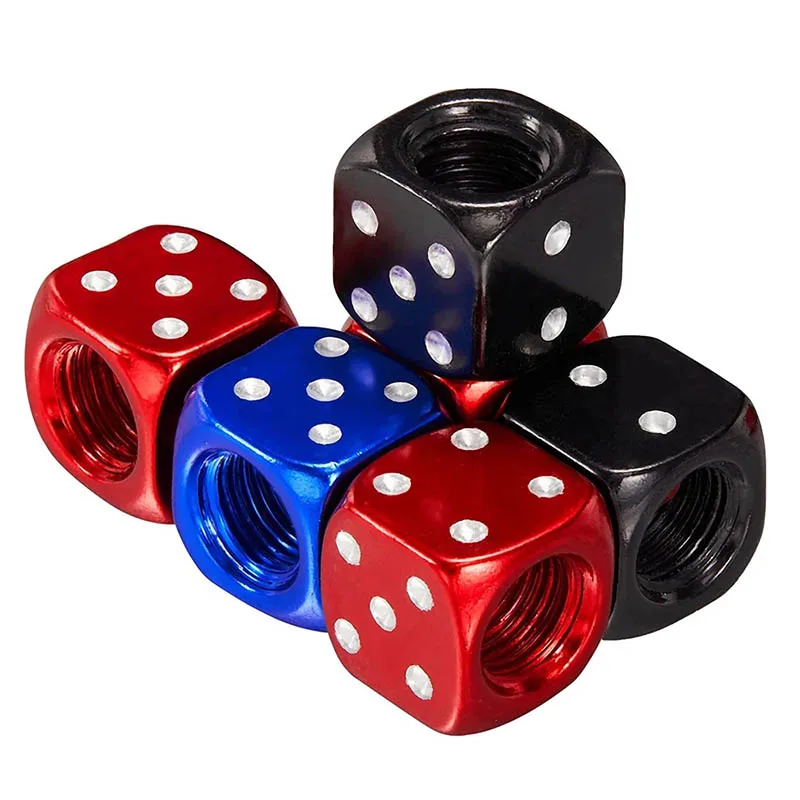 4/8/12Pcs/Set Aluminum Car Truck Motocycle Bike Dice Wheel Stem Tyre Tire Car Wheel Stem Air Valve Dust Car Cap Cover