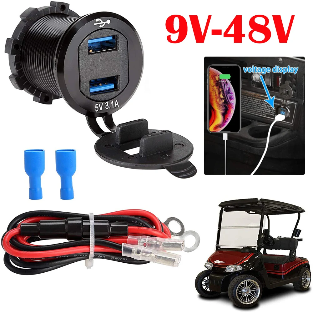 3.1 A Dual USB 2 Ports 12V-24V Universal Car Cigarette Charger Socket Power Adapter Outlet for Car Boat Marine