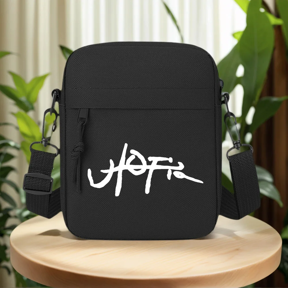 Artistic white brushstrokes on black background Men Crossbody Bag Single Shoulder Women Cartoon Anime Film Printing Design Unise