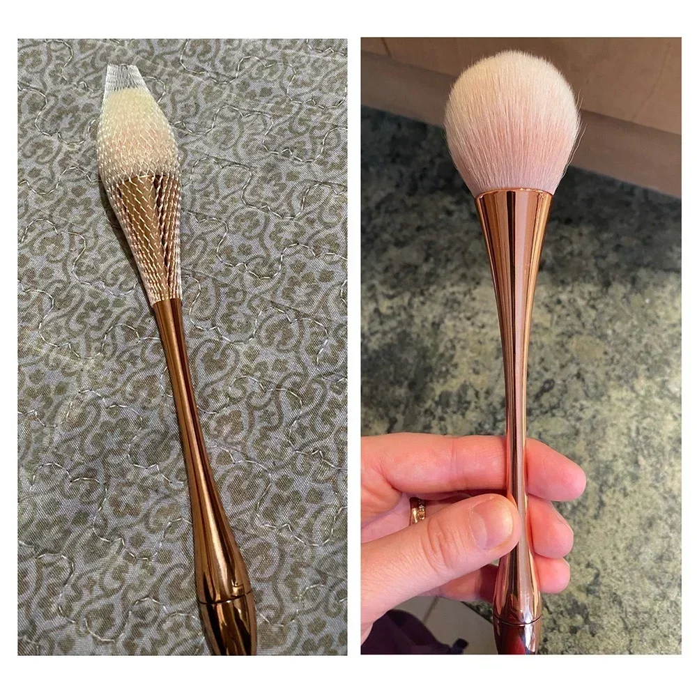 Pennello professionale per fard in oro rosa Strumento cosmetico in polvere morbida per pennello per fard per trucco viso di grandi dimensioni