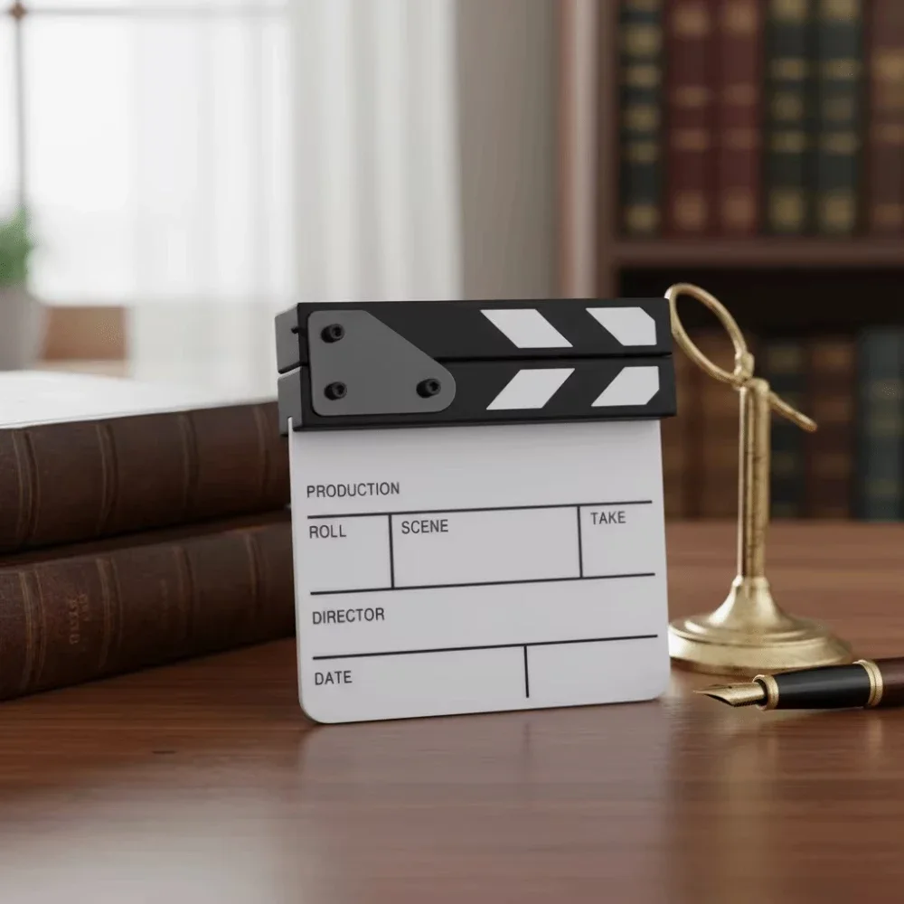 15x16.5cm Waterproof Acrylic Movie Clapper Board Erasable Film Slate Director Scene Shooting Prop Creative Decor