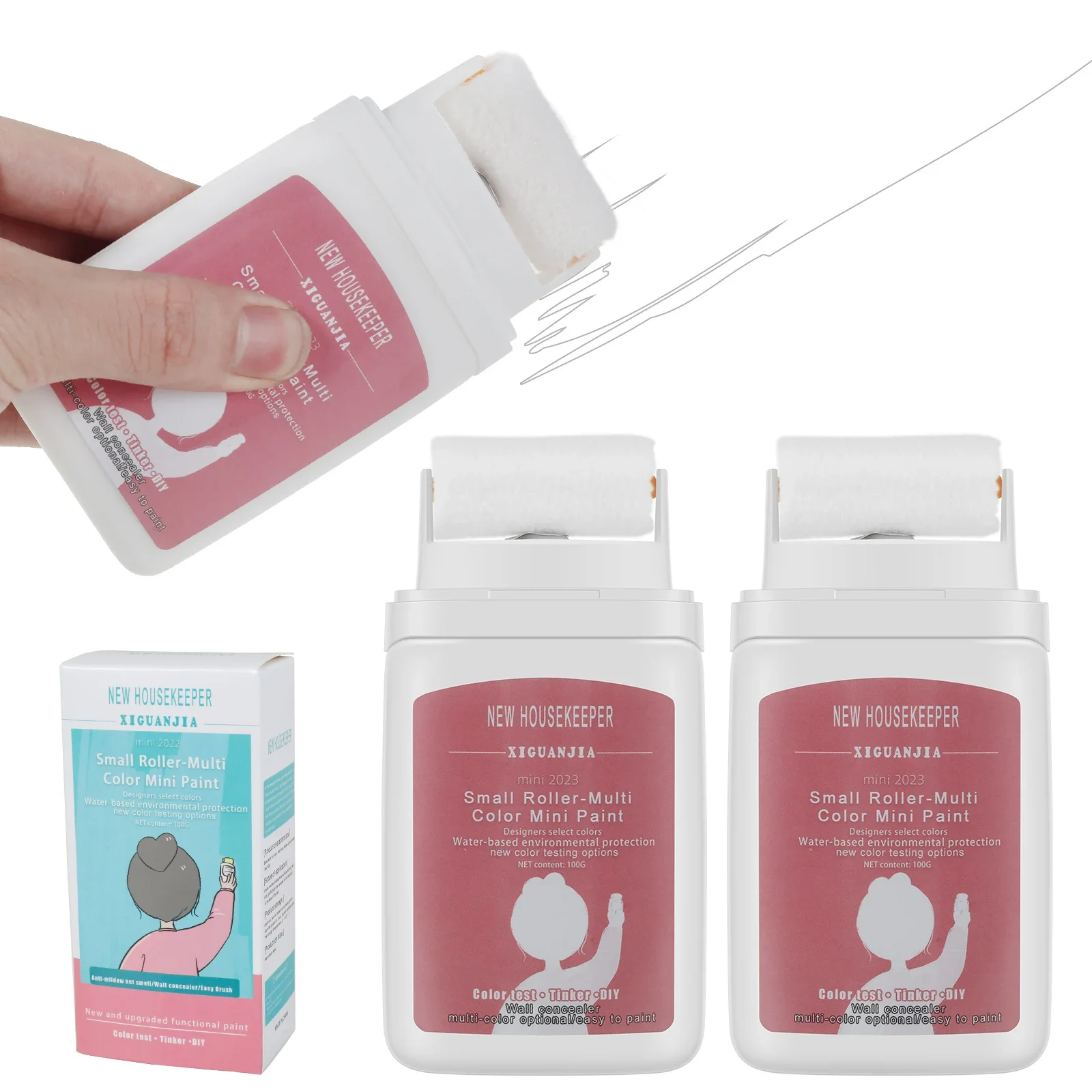 2 шт. кисть для заплатки стен с 100 г латексной краской, быстросохнущая маленькая паста для ремонта стен, валик, портативный ручной инструмент для рисования стен