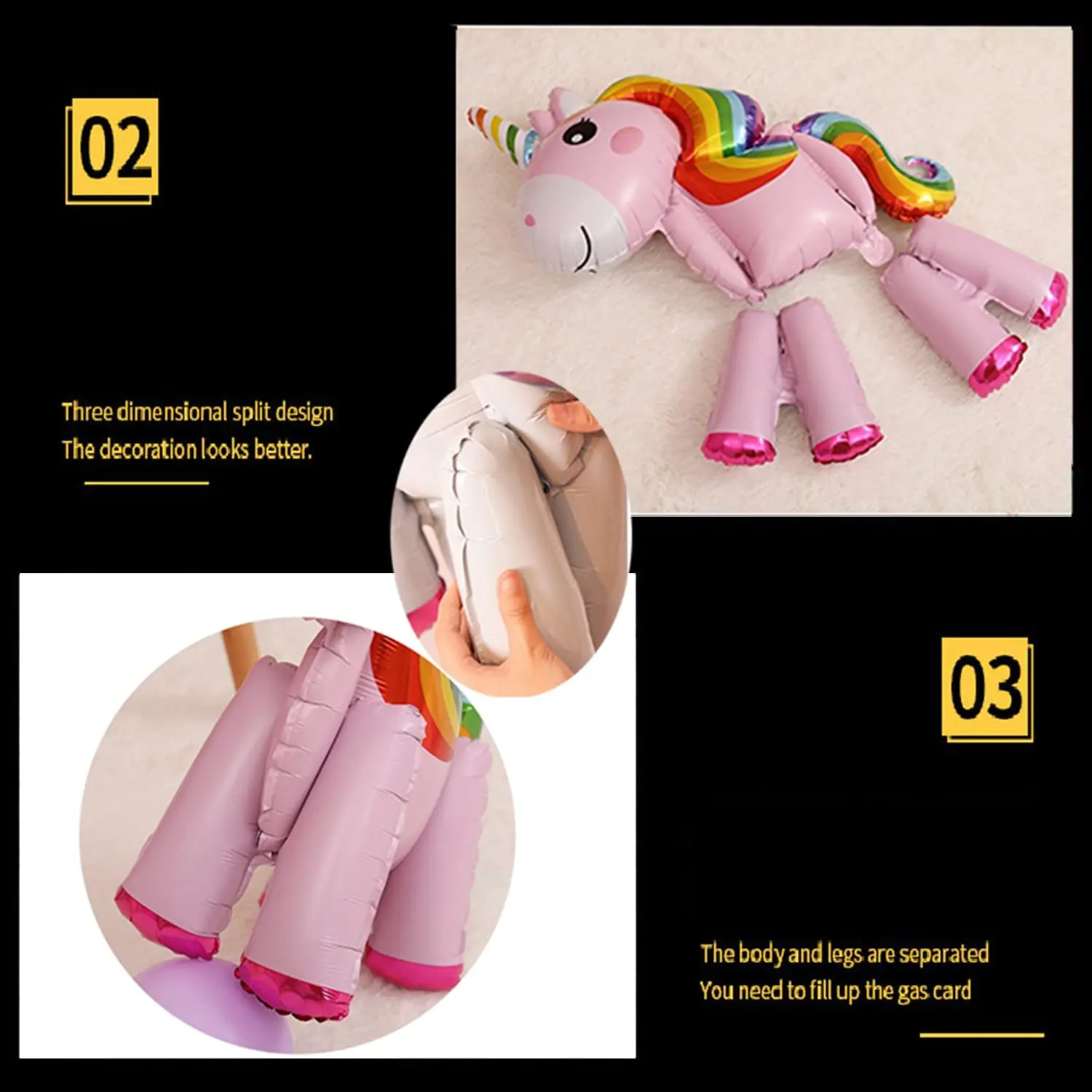 Self Standing Unicorn Balloons Birthday Decorations for Girls Unicorn Mylar Balloon Party Decorations Children's Day Decorations