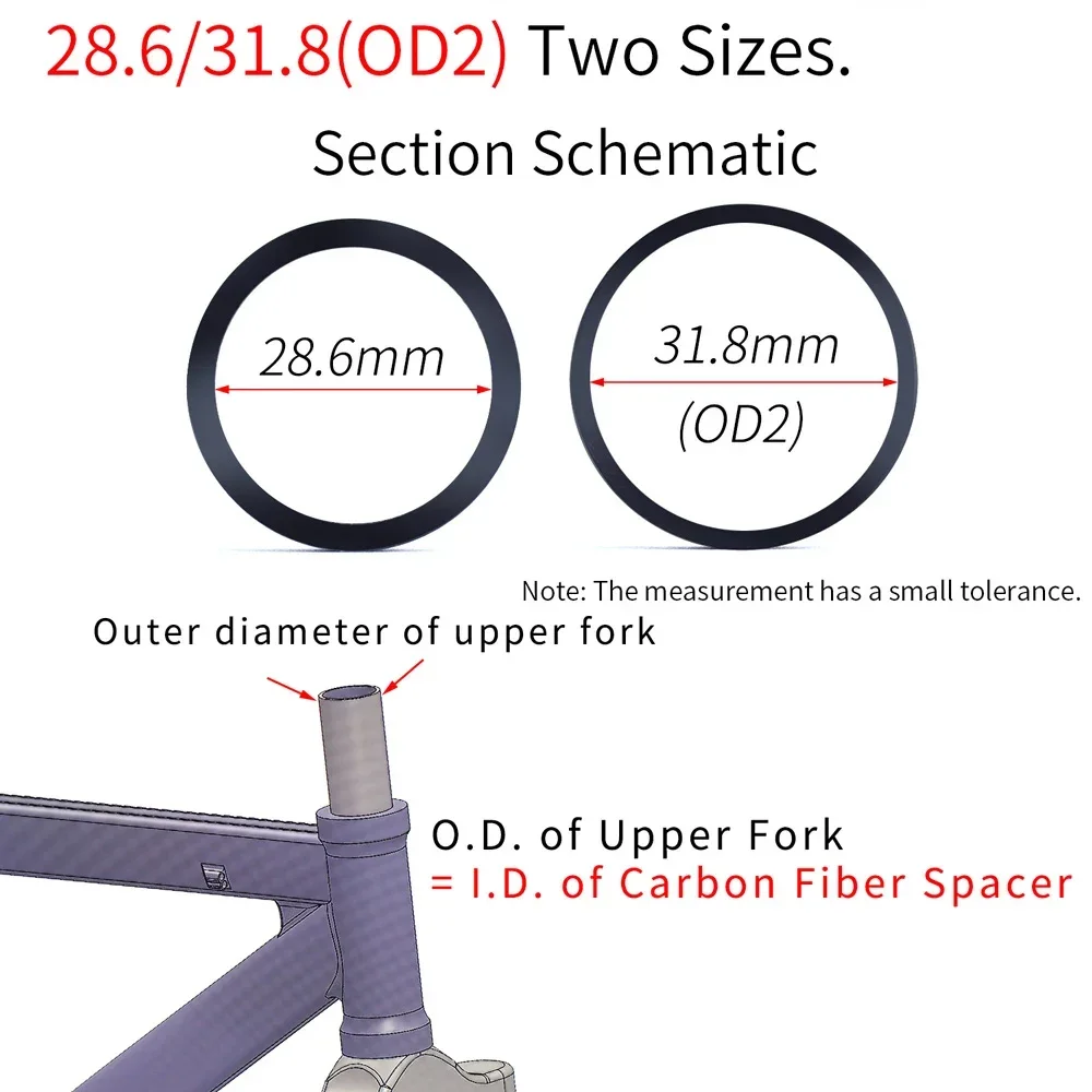 RISK 3K Carbon Fiber Bicycle Front Fork Spacers for 1-1/8