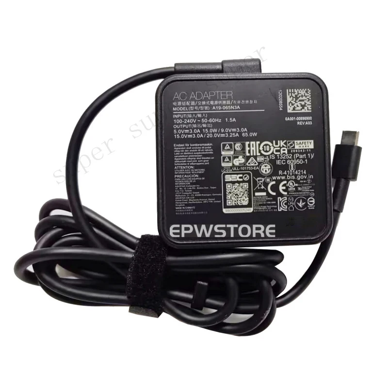 

S+ 20V 3.25A 65W Type C AC Adapter Charger For ASUS ExpertBook B3 B3404CVA B3404CMA