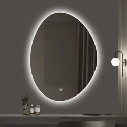 Led Bathroom Mirror Irregular Shaped Makeup  Mirrors Touch Screen Intelligent Luminous Wall Mounted Mirror Livingroom Decoration