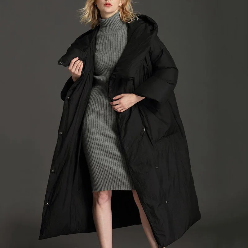 معطف نسائي عالي الجودة بقلنسوة سترة نسائية سفلية 2025 شتاء جديد 90 أبيض بطة أسفل سترة نسائية فضفاضة دافئة H670