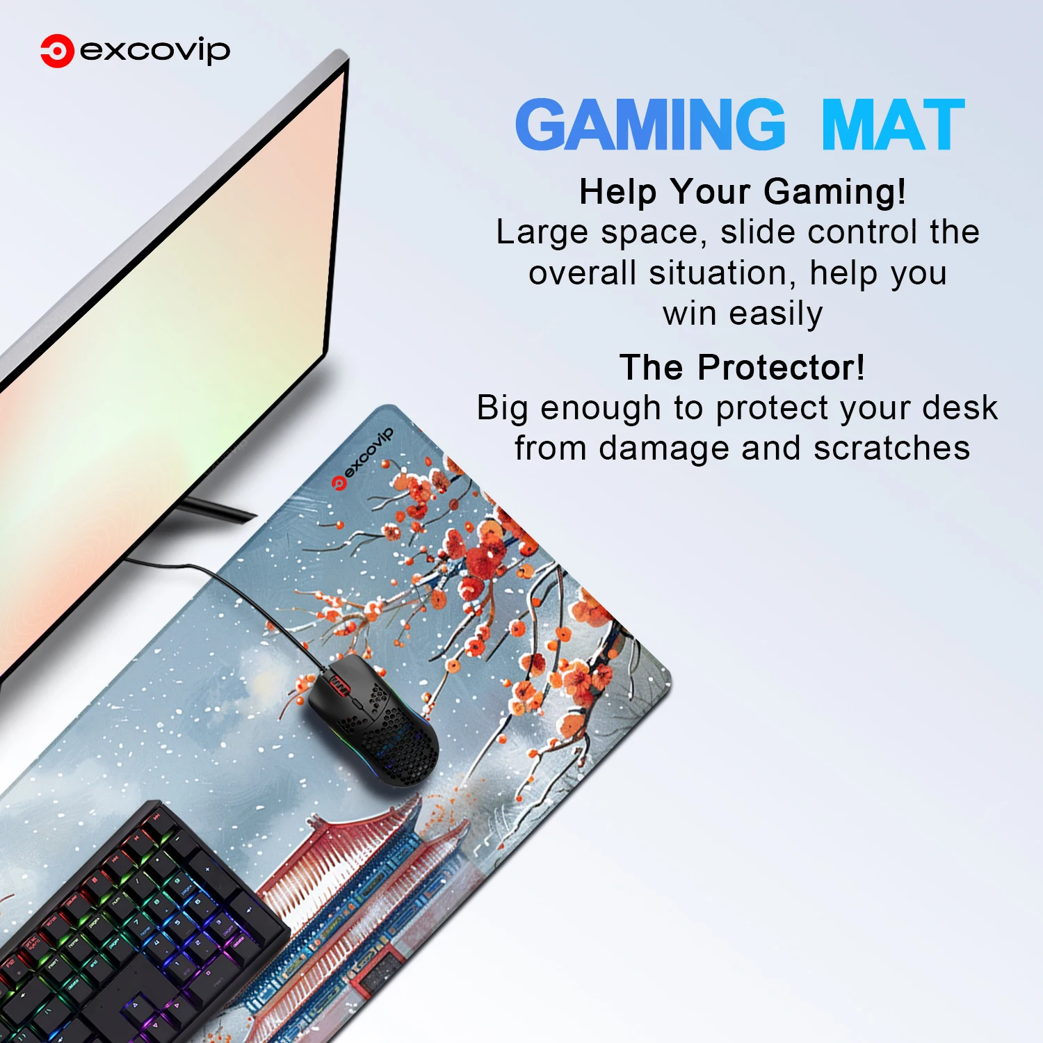 EXCO Gaming Mouse Pad Large with Stitched Edge Non-Slip Rubber Base Extended Computer Desk Mat Keyboard Mousepad for Office Home