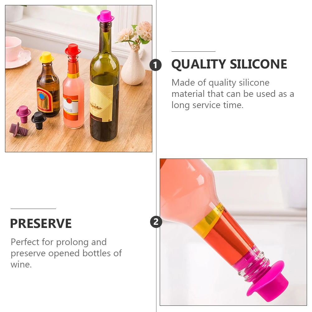 

4Pcs Silicone Wine Bottle Stoppers Novel Assorted Colors Reusable Leak Free Sealing Plugs Wine Fresh Keeper Beverage Bottle Caps