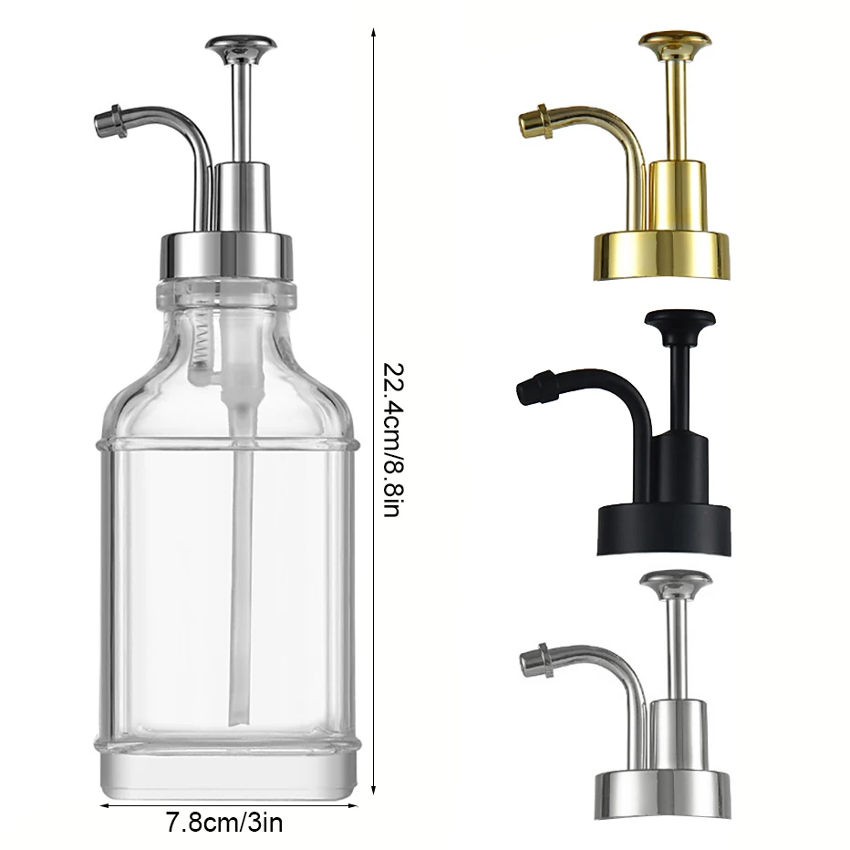 500ml Coffee Syrup Dispenser Glass Refillable Oil Dispenser with Steel Pump Maple Syrup Dispenser Bottle Coffee Bar Accessories