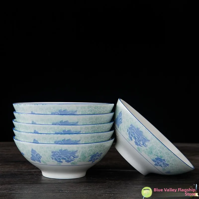 

Retro Chinese Blue Cerc Bowl 6 Inch round ape Microwave Se Rice Bowl Soup Bowl Durable Dinnerware from Mainland C...