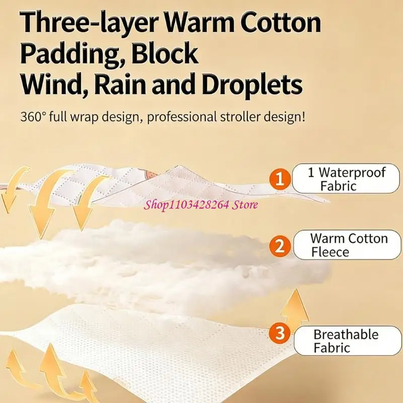 

Waterproof Oxford Fabric Pram Cover Strollers Raincoat Features Secure Straps For Easy Access And Installation