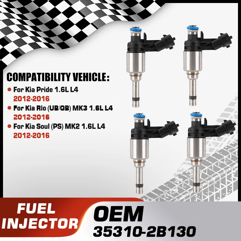 

1/4 Pcs Engine Fuel Injectors Nozzle For Kia Pride 1.6L L4 Kia Rio MK3 1.6L L4 Kia Soul PS MK2 1.6L L4 2012 2013 2014 2015 2016