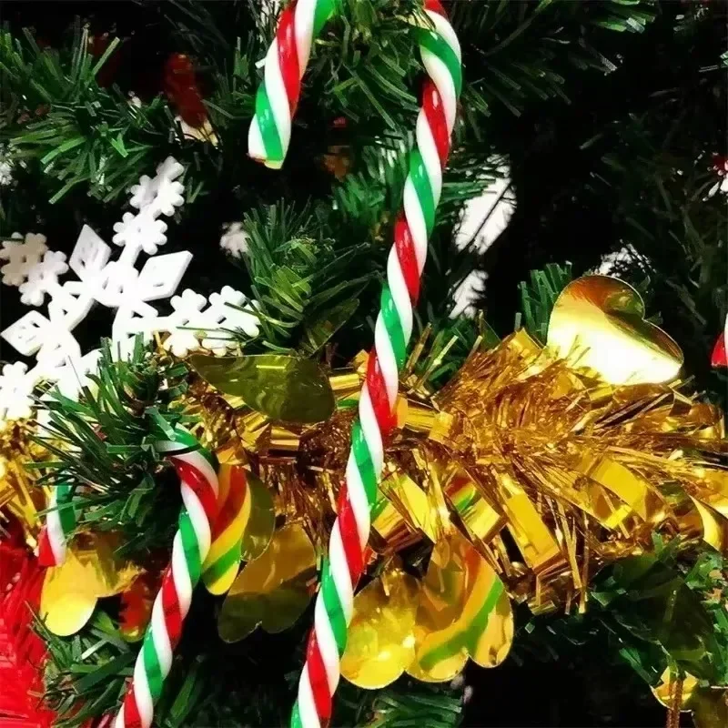 Adornos de Bastones de Caramelo Artificiales, Bastones de Caramelo de Plástico a Rayas Rojas y Verdes, Decoración Colgante para Árbol de Navidad, para Fiestas Navideñas y Decoración del Hogar