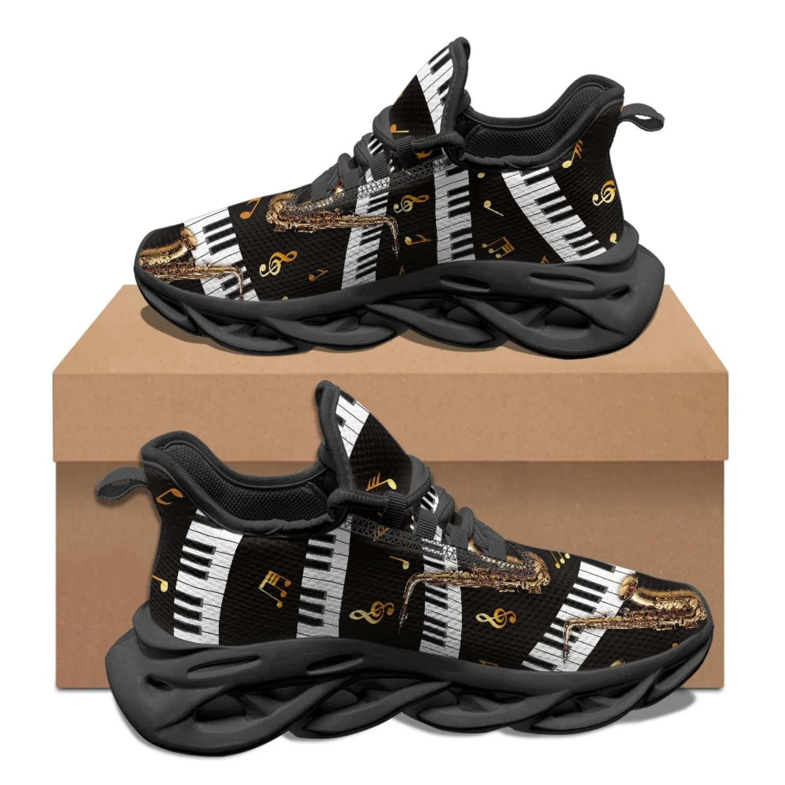 PENSTROLL Piano Musical Note Athletic Shoes Mesh & EVA Mens Running Shoes Lightweight Men's Running Shoes for Couple