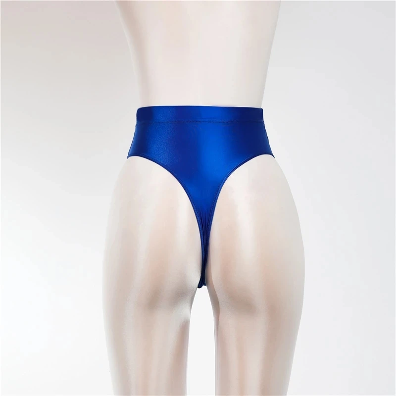 New men Shiny Thong Bikini Bottoms Silky High Waist Tights Underpants Oily Large Size gay sexy underwear T pants