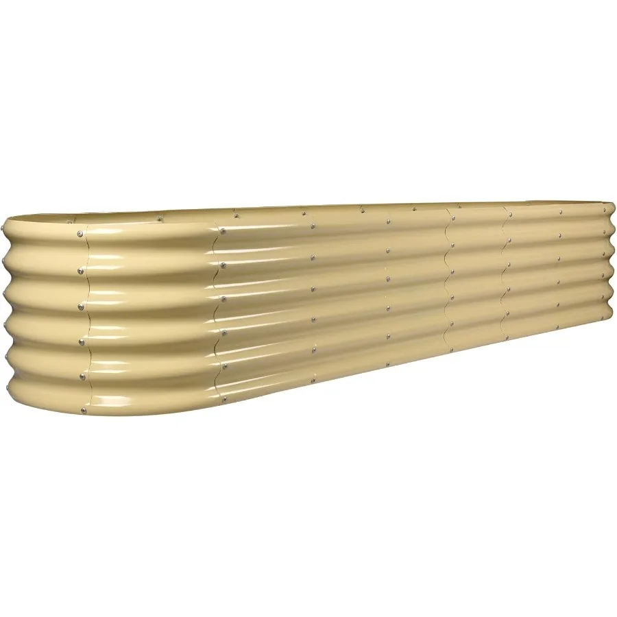 

8×2×1.5ft Galvanized Raised Garden Bed Kit Raised Garden Boxes Outdoor Oval Metal Raised Garden Beds for Vegetables Cream Yello