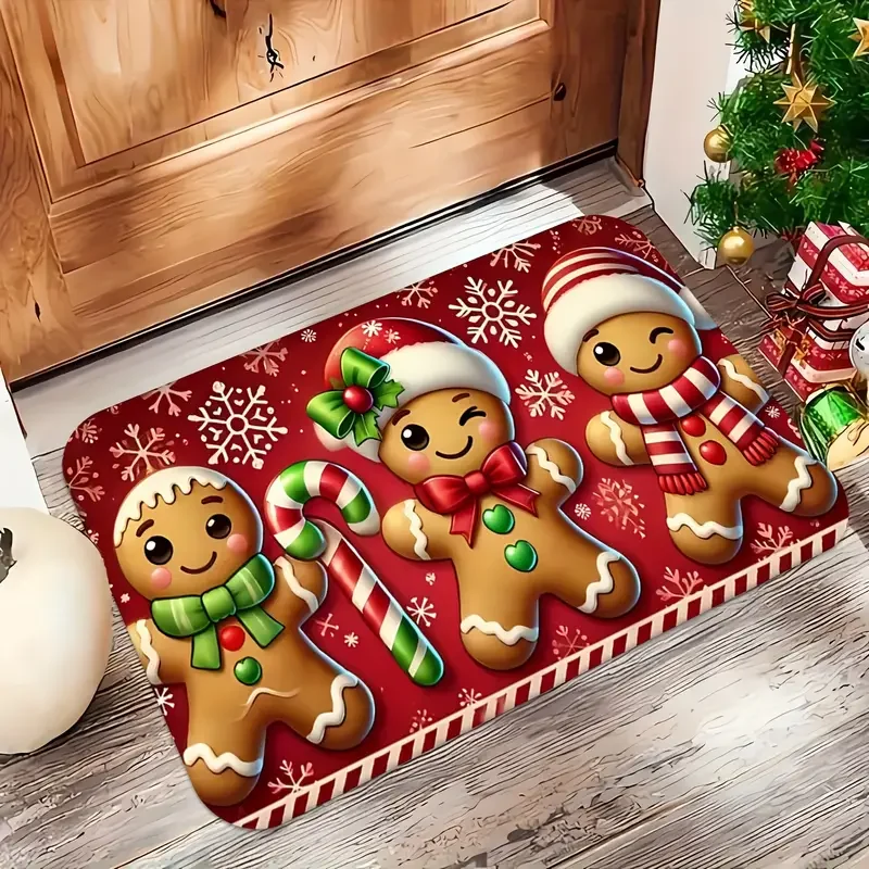 سجادة ترحيب عيد الميلاد الحمراء اللطيفة من VIKAMA - استخدام متعدد الغرف، هدية الانتقال لمنزل جديد وديكور منزلي احتفالي