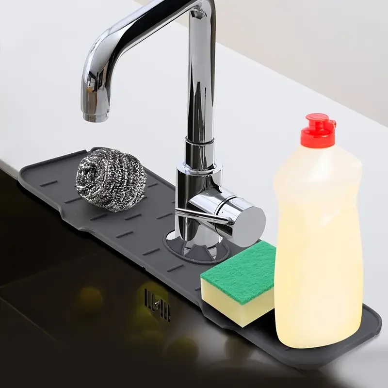 Faucet Absorbent Mat Silicon Kitchen Sink Splash Guard Drain Pad Water Splash Catcher Mats Countertom Countertop Protect Gadgets