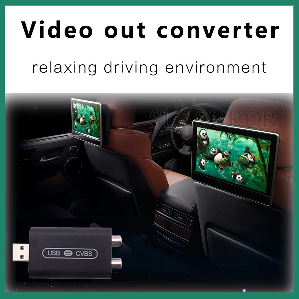 Video Output Adapter Cable For Headrest Back Rear Screen Car Stereo Radio Connect to TV Monito For Radio Android Radio Player