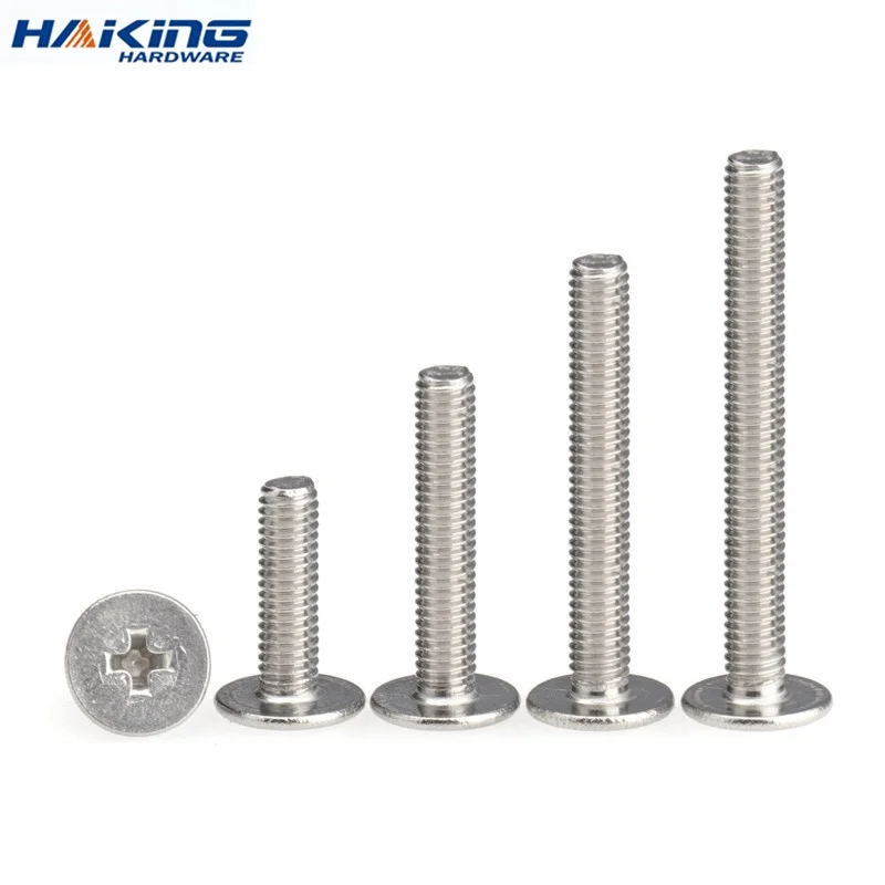 10pcs/lot Stainless Steel Cross Phillips CM Ultra Thin Super Low Flat Wafer Head Screw Bolt M6 50 55 60mm M8 30 to 60mm