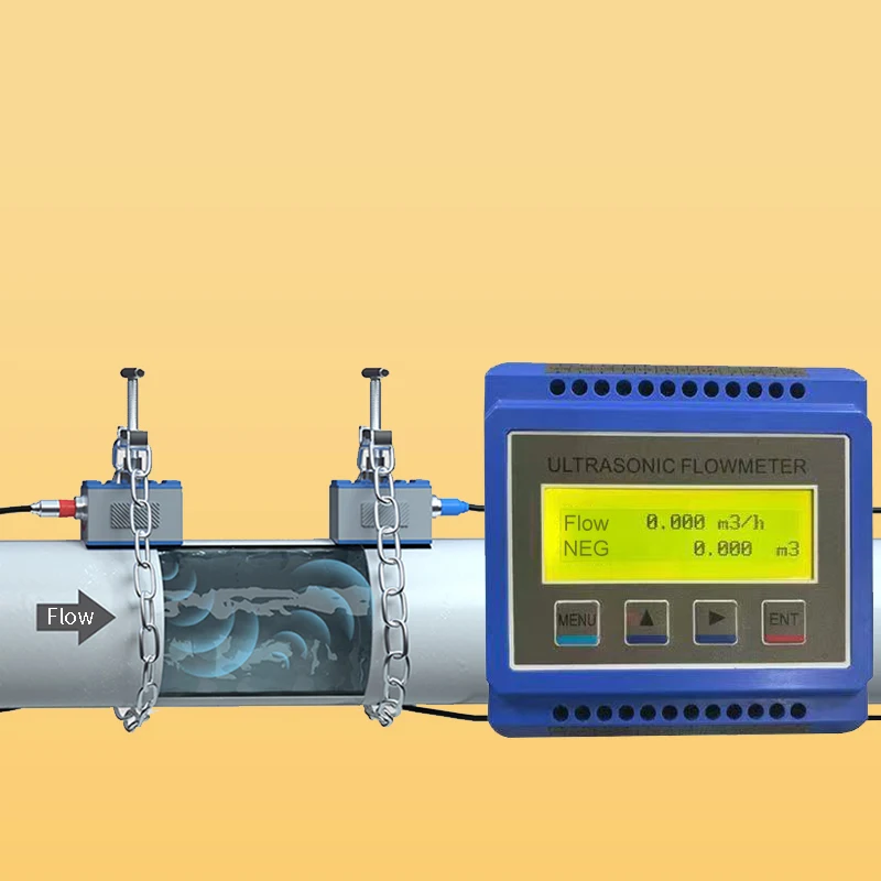 Oem Smart Industrial Ptfe Hot Water Modbus Flow Meter 4-20ma 4 Inch Rail Installation Modular Ultrasonic Flow Meter for Syrup