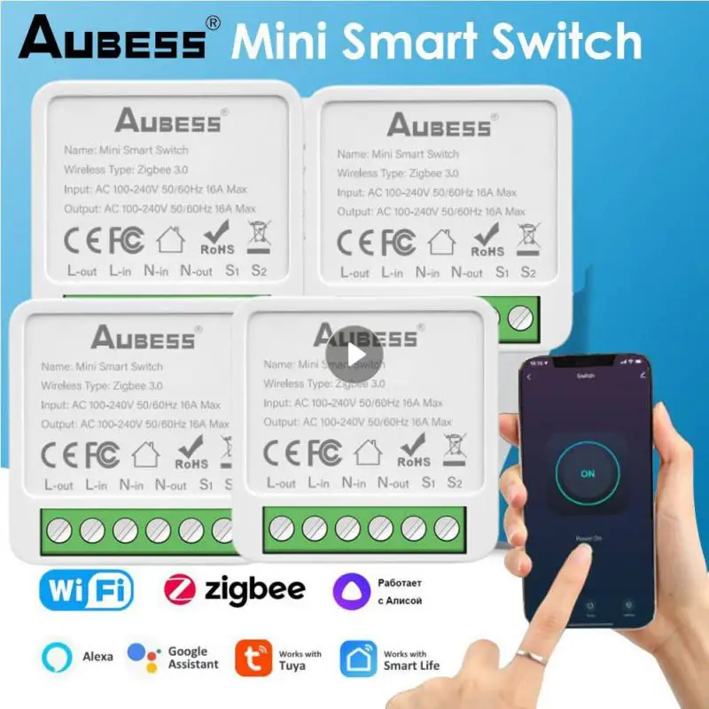 

Mini ZigBee Smart Switch Zigbee Light Switches 16A 2 Way Control Smart Home Breaker With Tuya Smart Life Alexa Alice Google Home