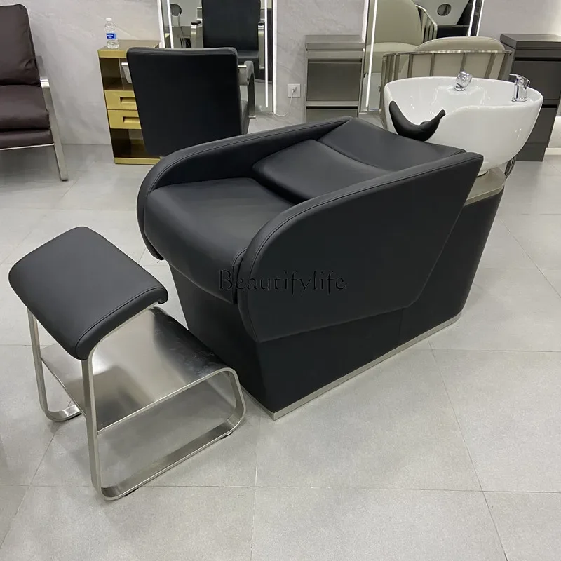 Barber Shop Shampoo Chair for Hair Salon Punch Bed Half Lying Ceramic Hair Salon