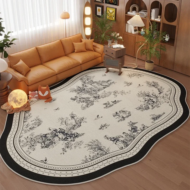 Living Room Carpet Vintage Irregular Shape Large Area Printed Mat Plush Fluffy Bedroom Cloakroom Rest Area Rug Alfombra Tapis 러그