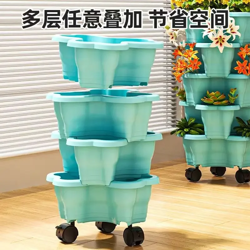 Three Dimensional Multi-layer Flowerpot Home Furnishing Balcony Grow Vegetables Plastic Color Originality 6-story Flowerpot